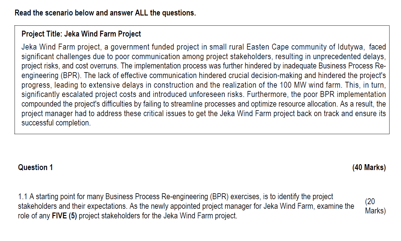 Read the scenario below and answer ALL the