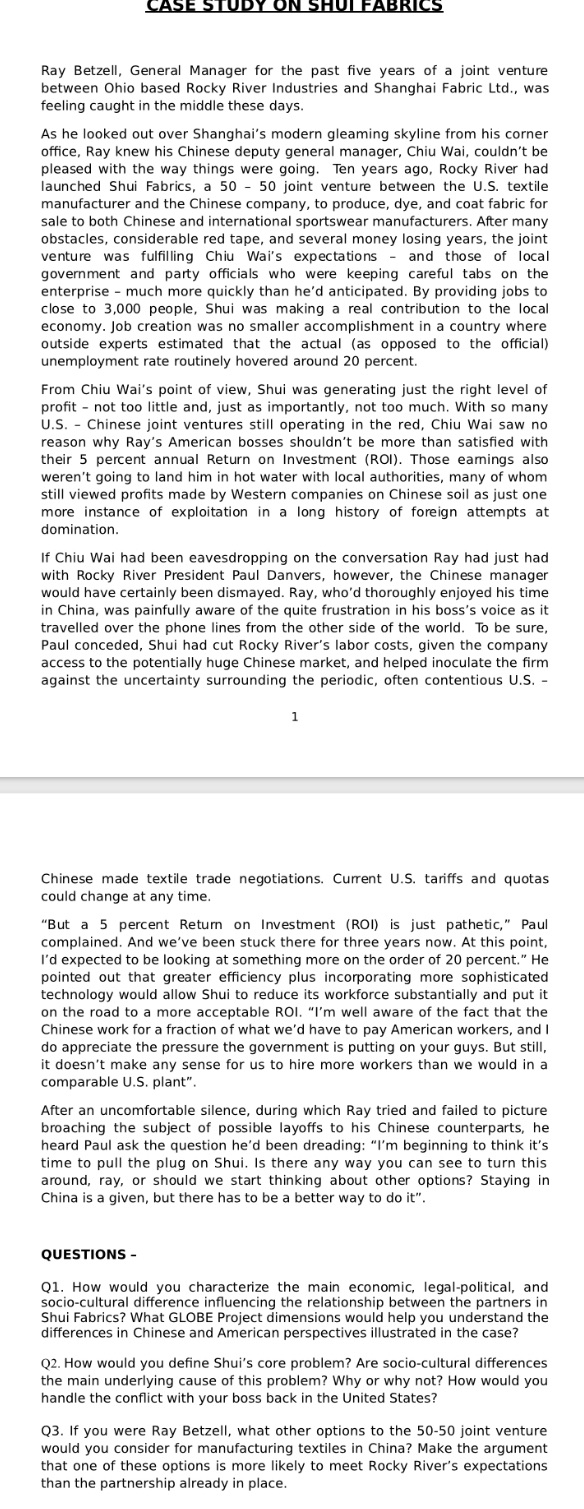 Please help me through this case study about