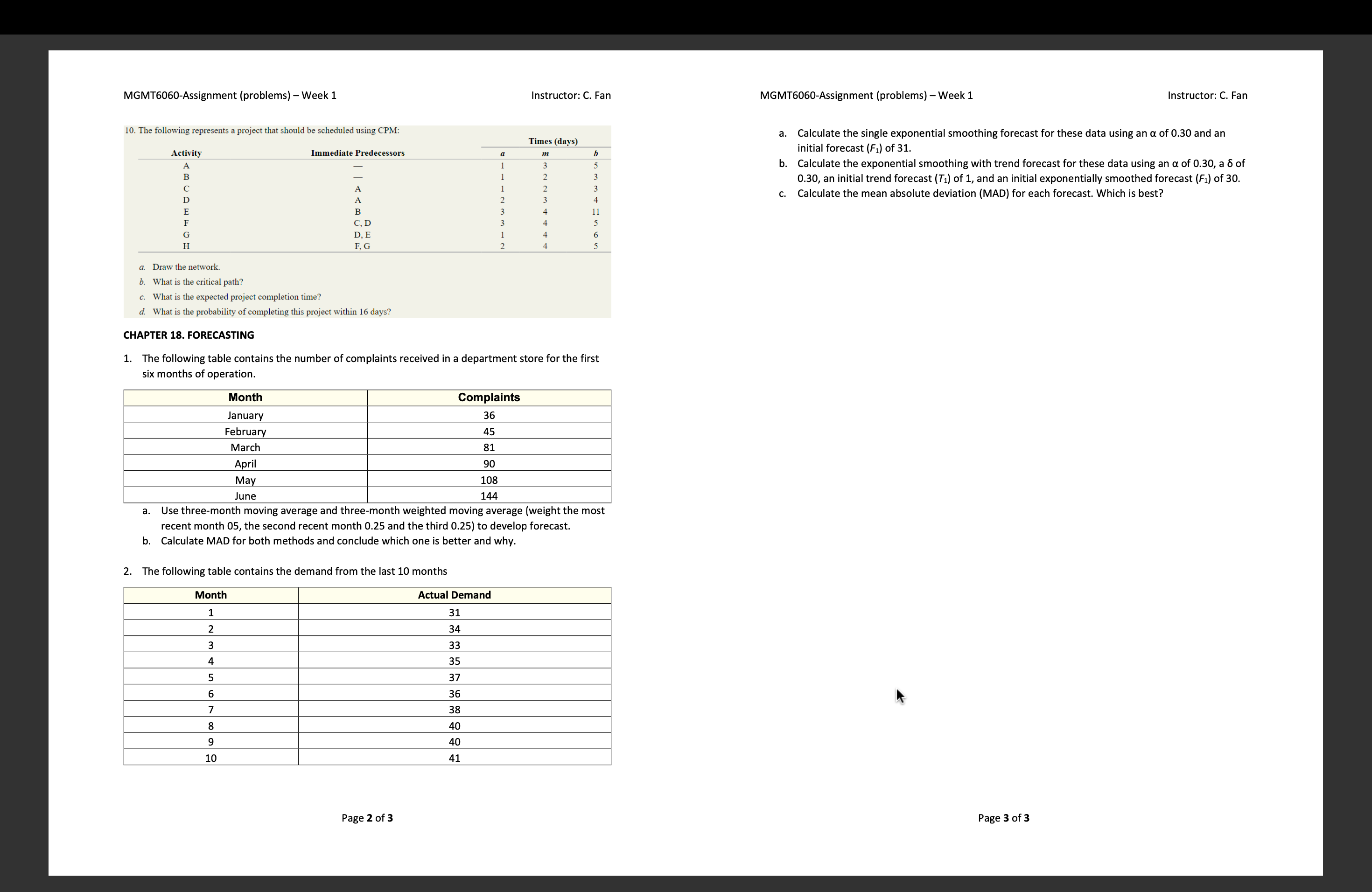 MGMT6060-Assignment (problems) - Week 1