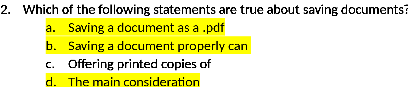 2. Which of the following statements are true