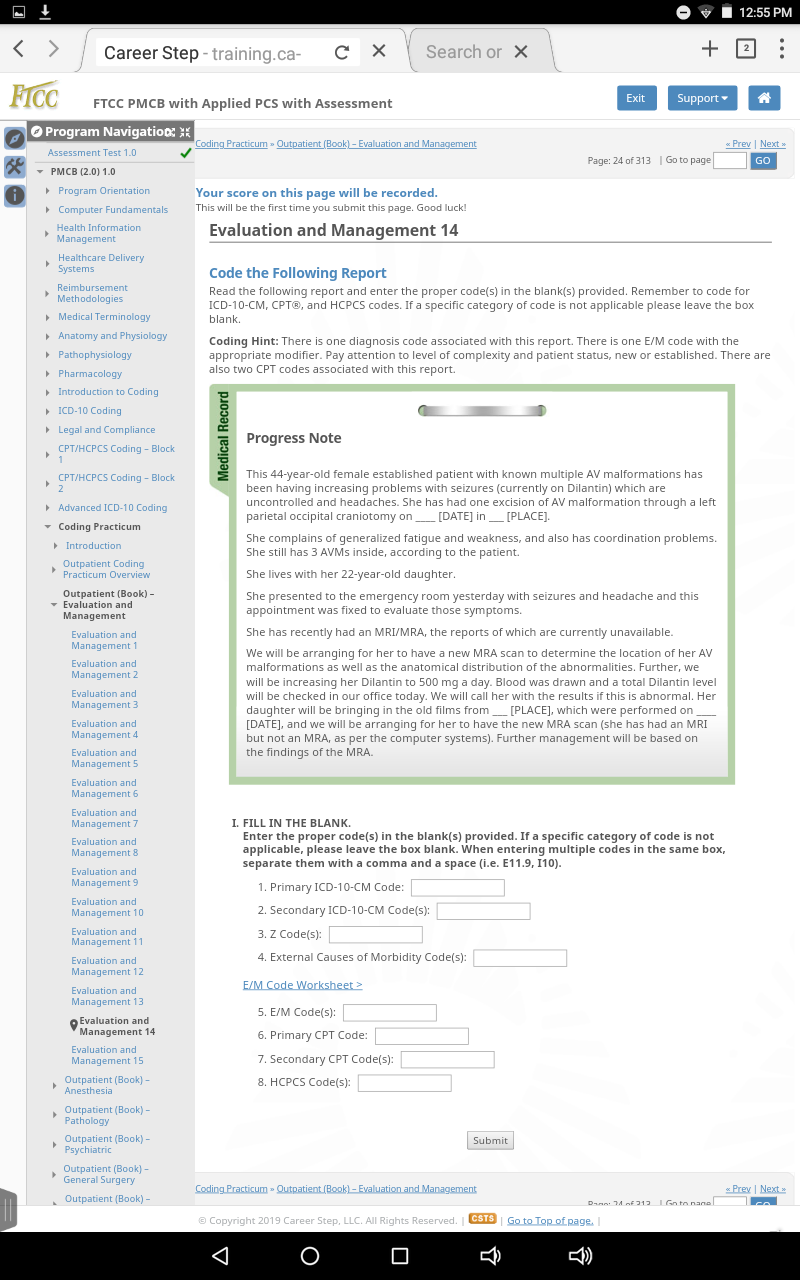can you please code these from the career step