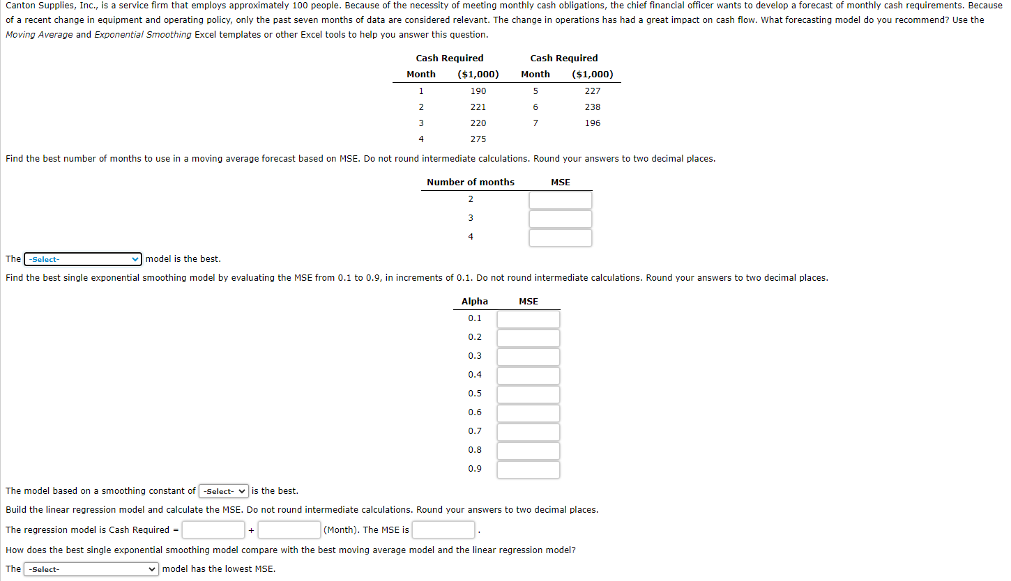Canton Supplies, Inc., is a service rm that