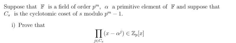 Suppose that ]F is a eld of order pm, or a
