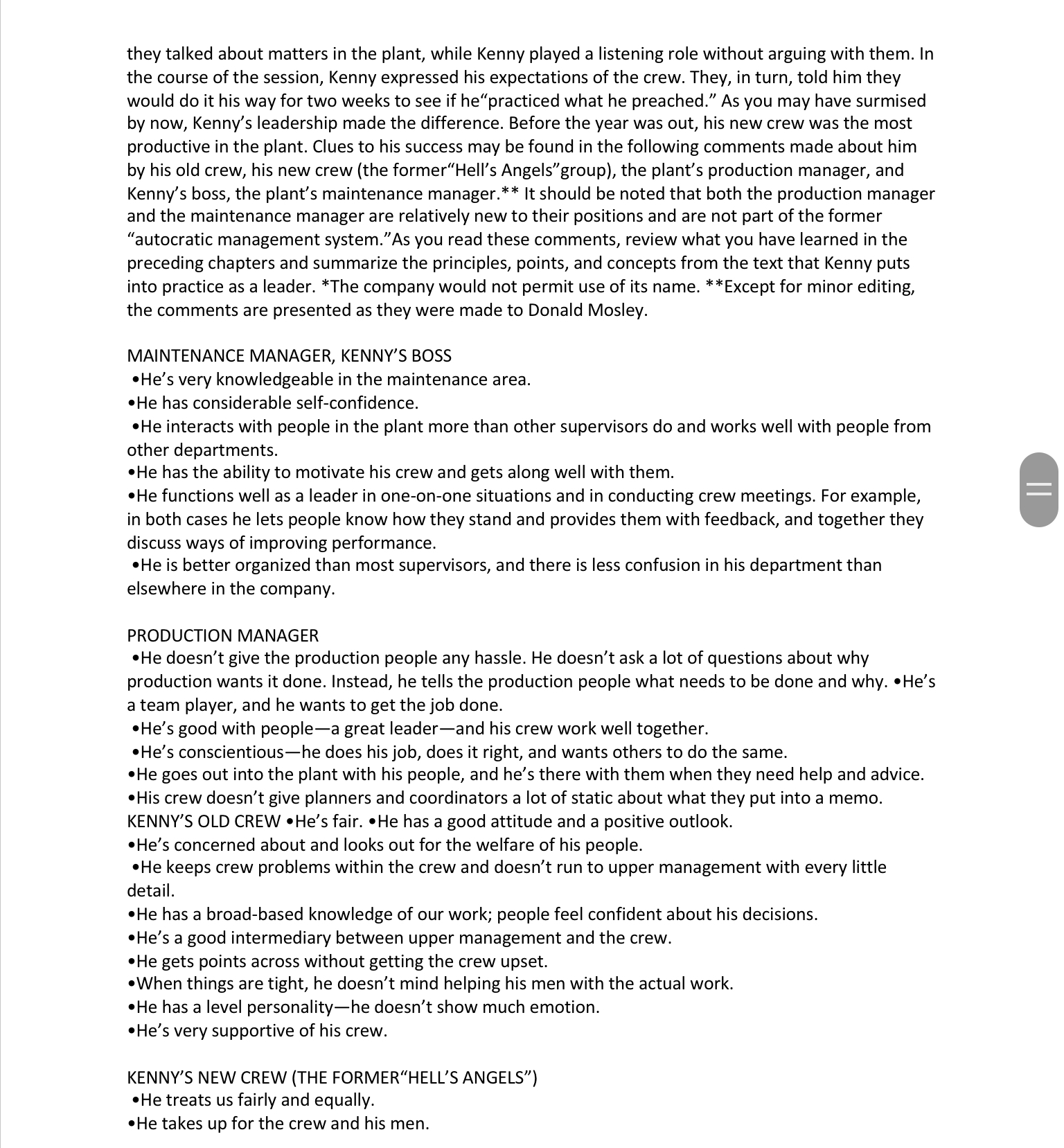 Case The most effective supervisor encountered by