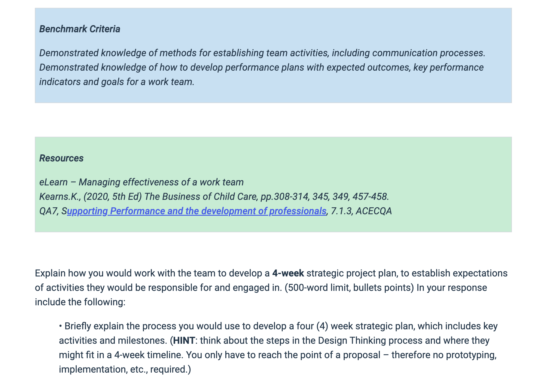 Case Study 3c Preparing a team for action Having