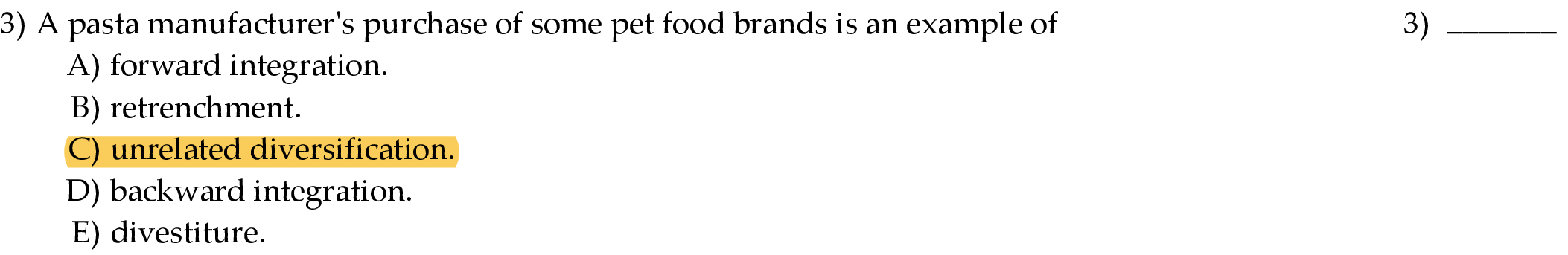 3) A pasta manufacturer's purchase of some