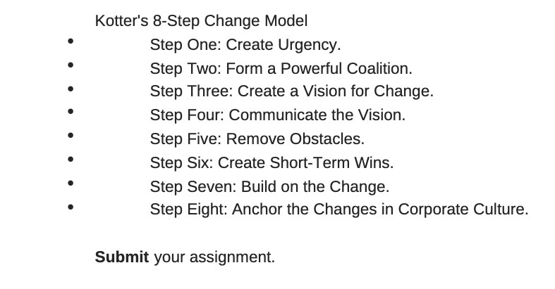 Kotter's 8-Step Change Model Step One: