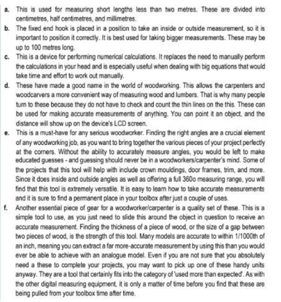 a. This is used for measuring short lengths less