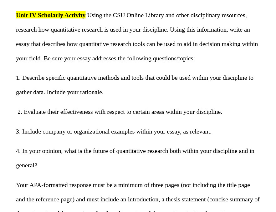 Unit IV Scholarly Activity Using the CSU lDnline