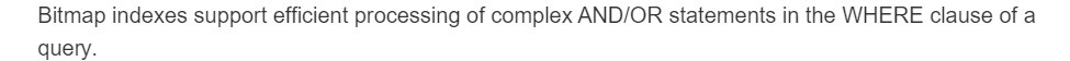Bitmap indexes support efficient processing of