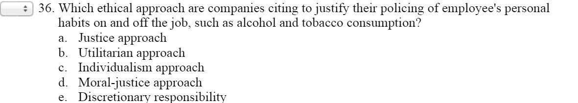 : _| 36. Which ethical approach are companies