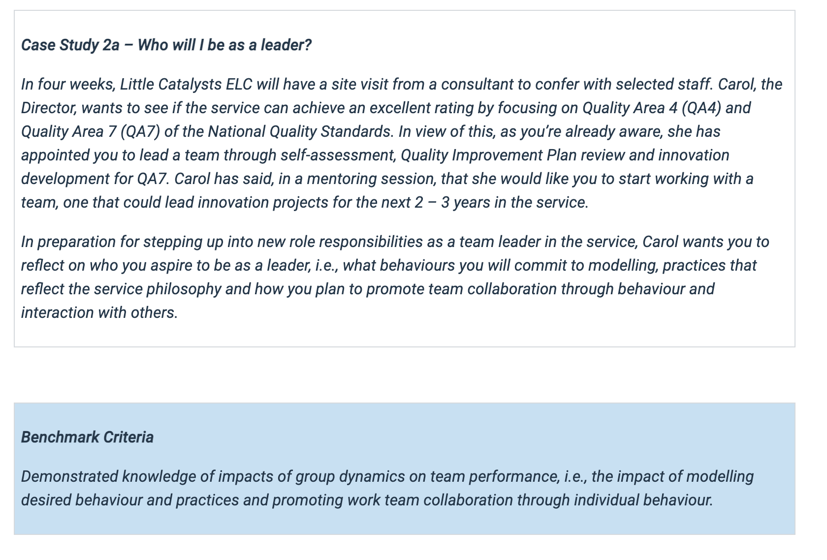 Case Study 2a Who will | be as a leader? In four