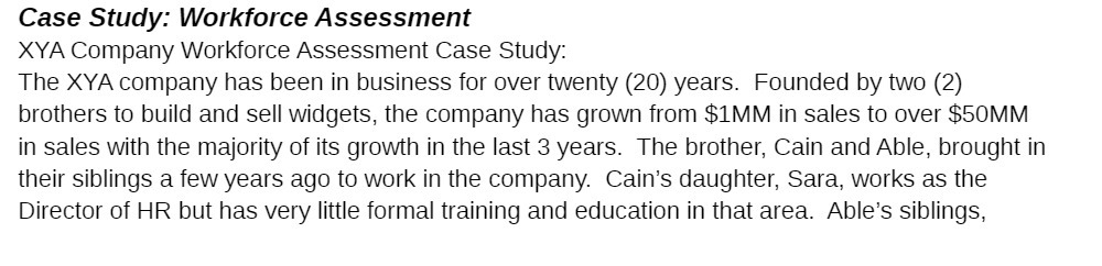 Case Study: Workforce Assessment XYA Company