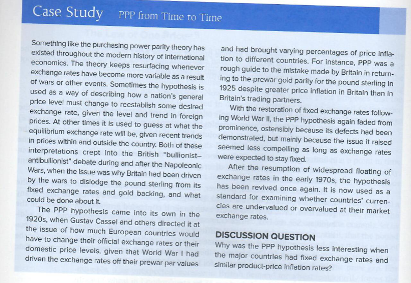 Please read the Chapter Case titled PPP from Time