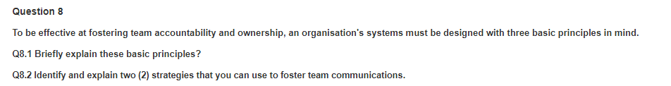 Question 7 Q7.1 Briefly describe the five {3)