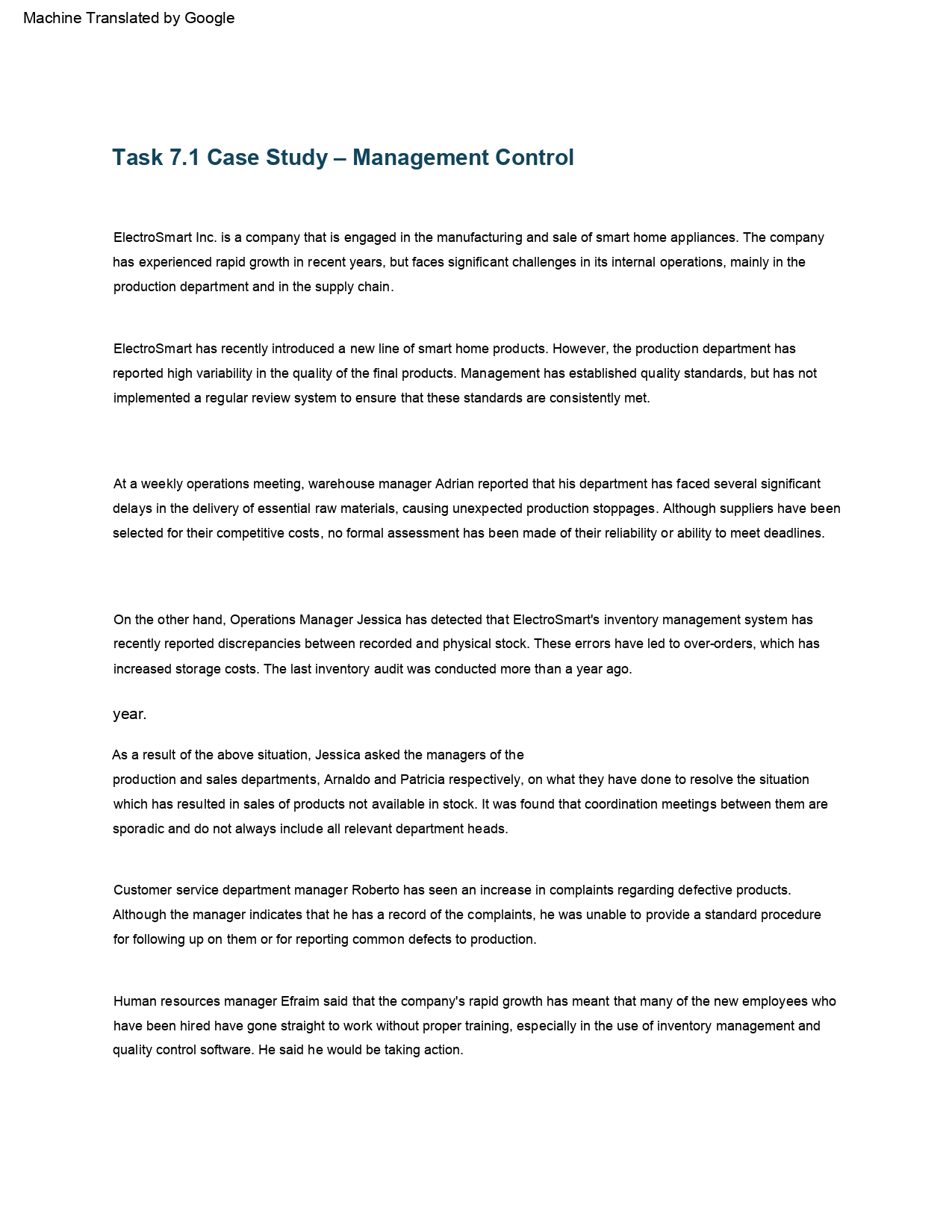 Machine Translated by Google Task 7.1 Case Study