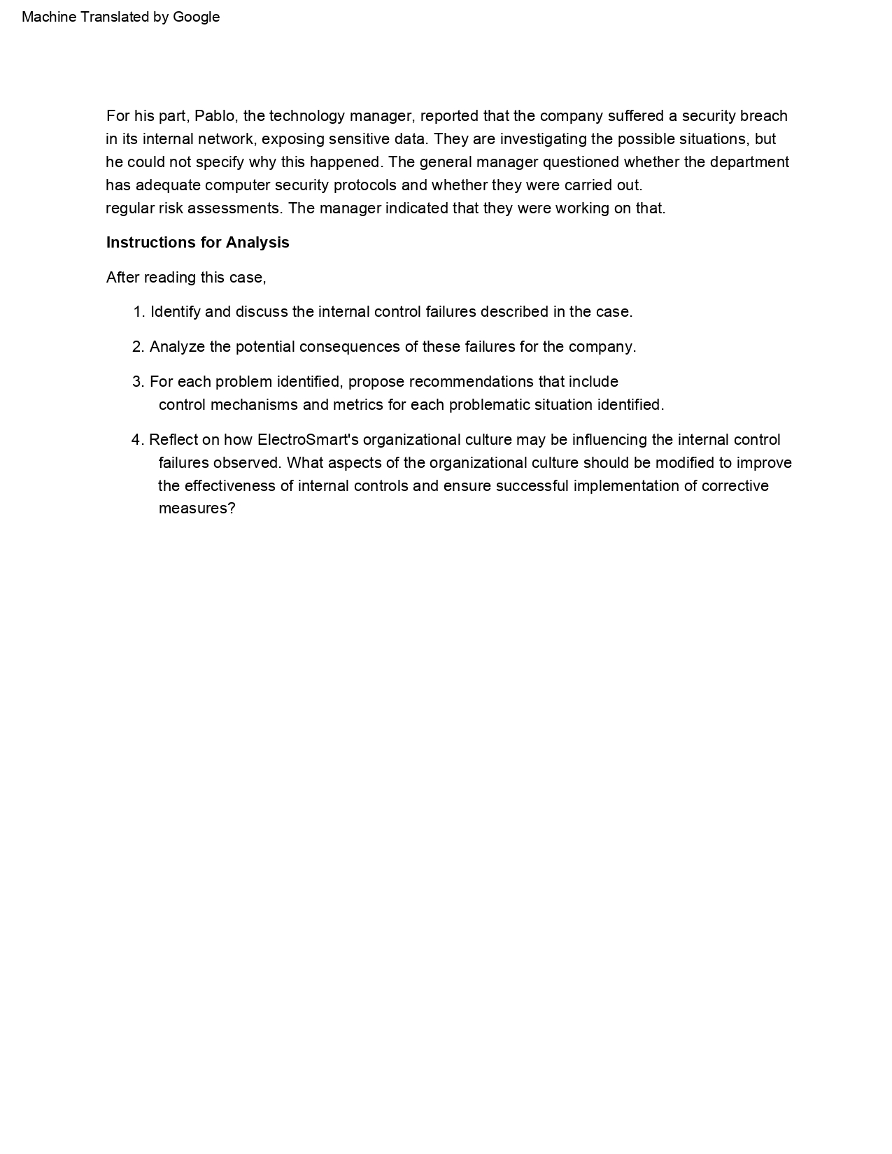 Machine Translated by Google Task 7.1 Case Study