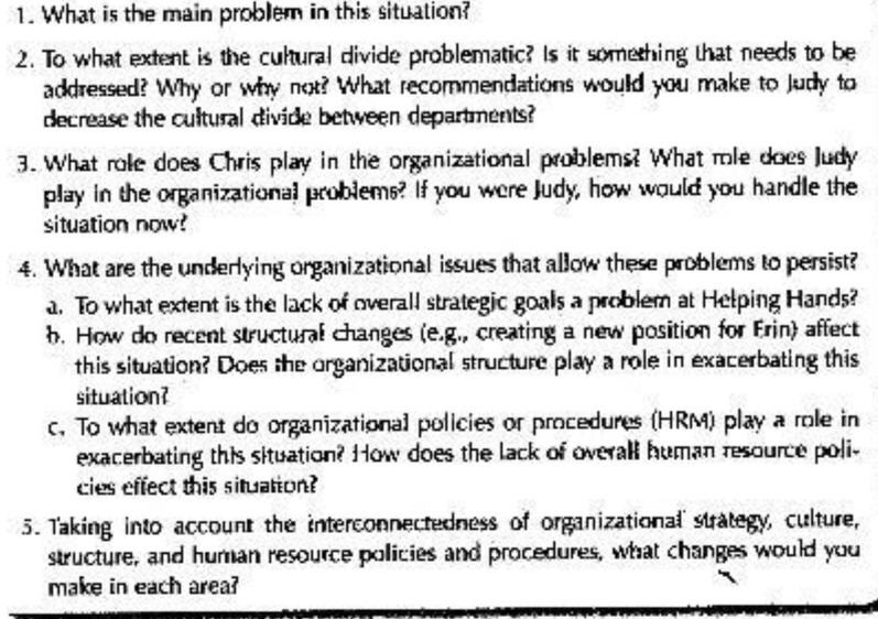 1. What is the main problem in this situation? 2.