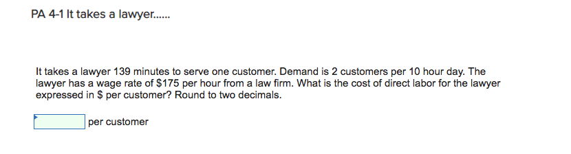 PA 4-1 It takes a lawyer ...... It takes a lawyer