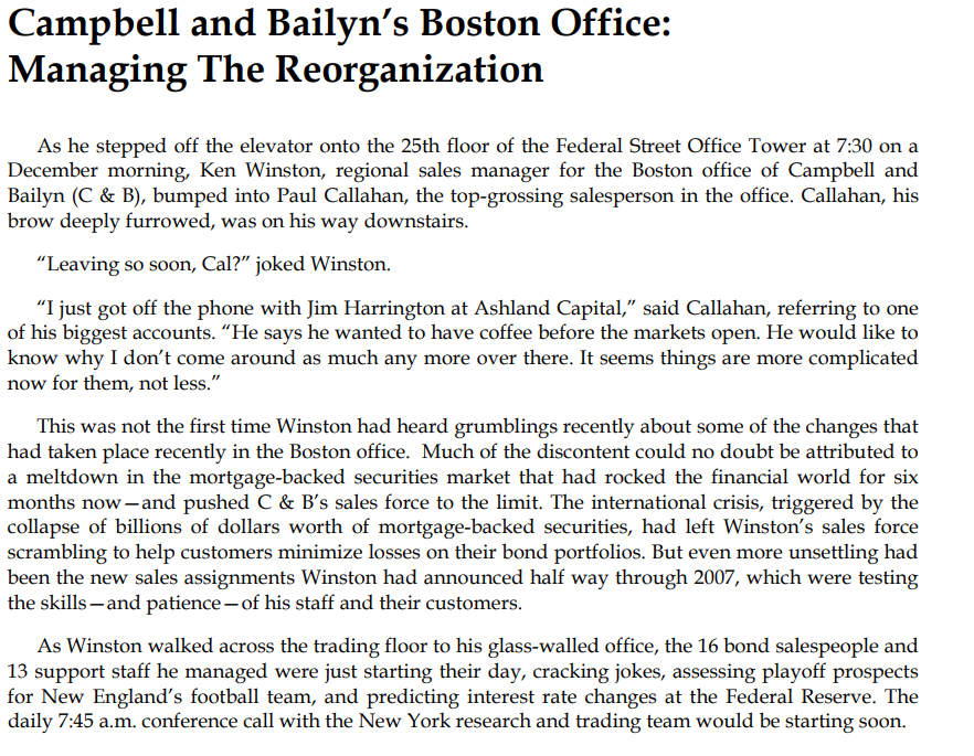 Campbell and Bailyn's Boston Office: Managing The