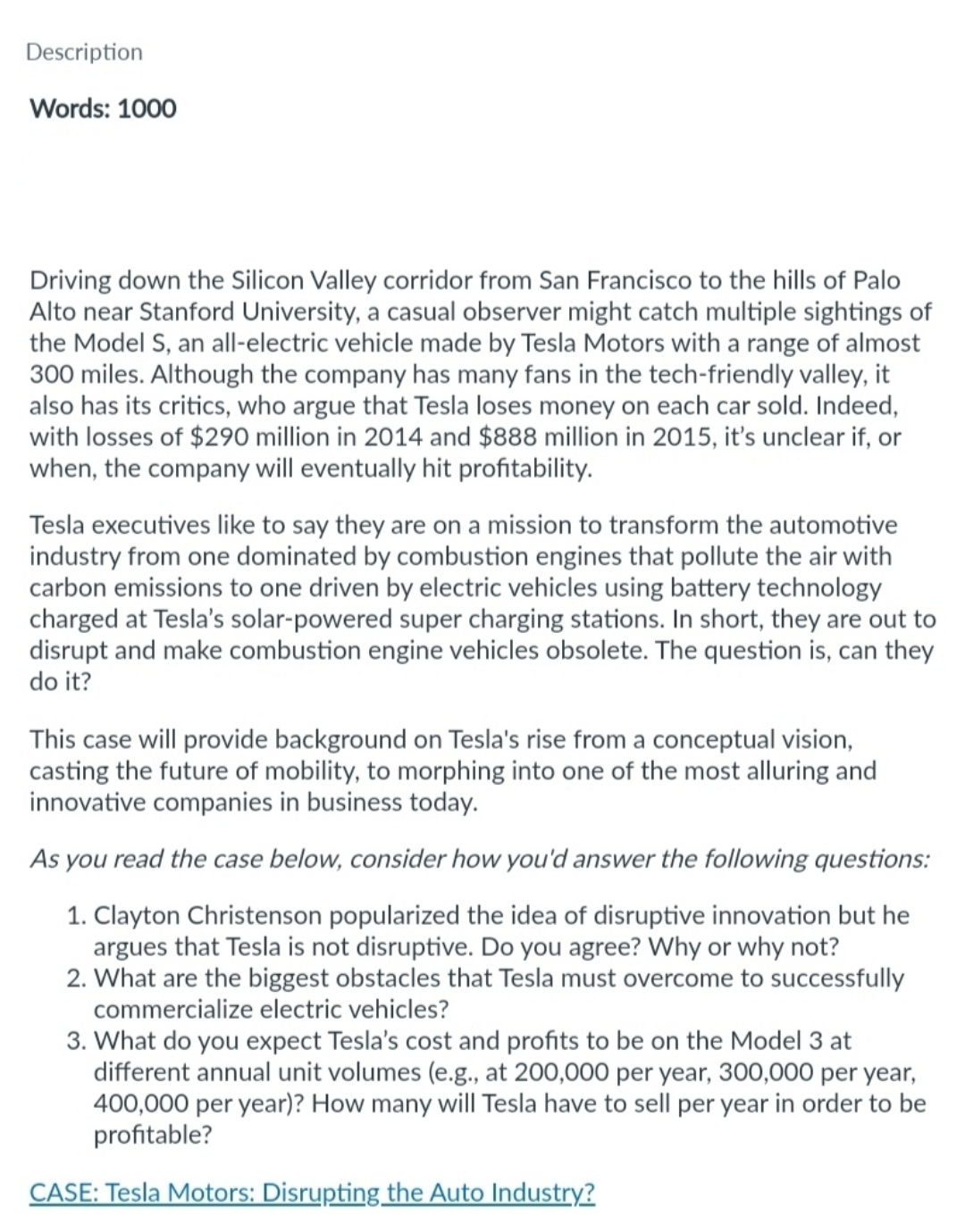 please help Description Words: 1000 Driving down