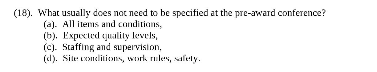 (18). What usually does not need to be specified