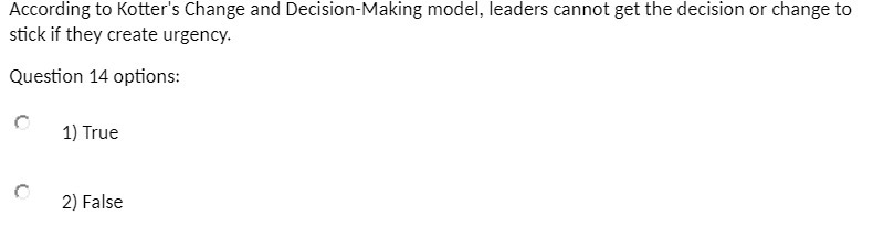 According to Kotter's Change and