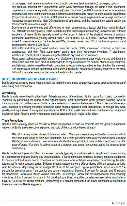 Q1. After reading the case study, list