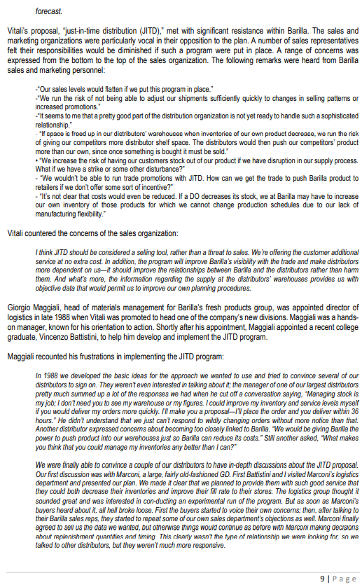 Q1. After reading the case study, list