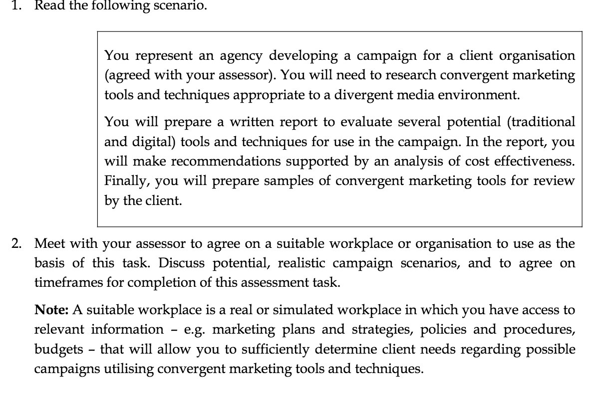 1. Read the following scenario. You represent an