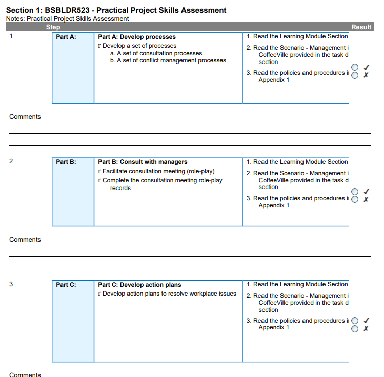 Section 1: BSBLDR523 - Practical Project Skills