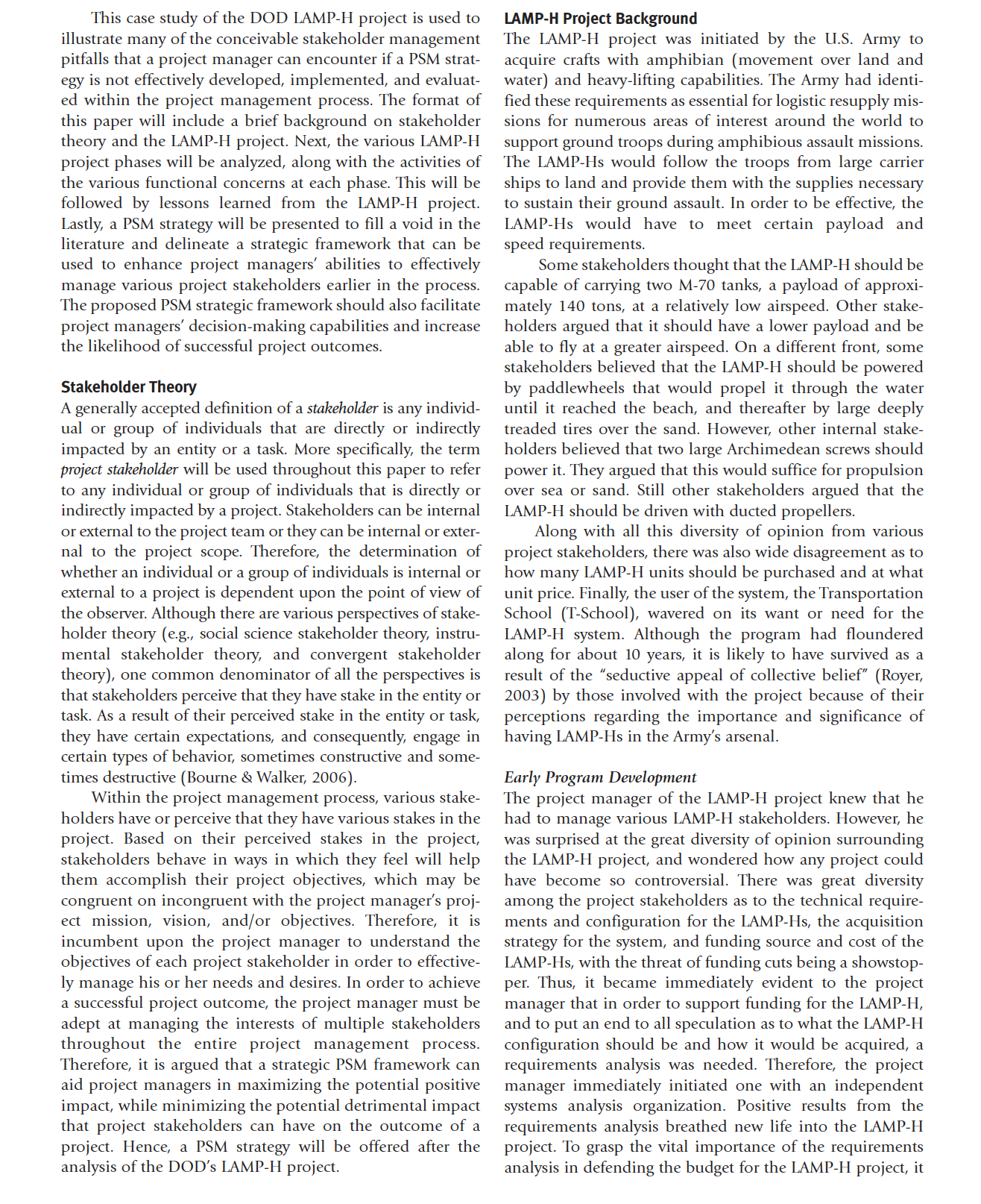 A CASE STUDY OF PROJECT AND STAKEHOLDER