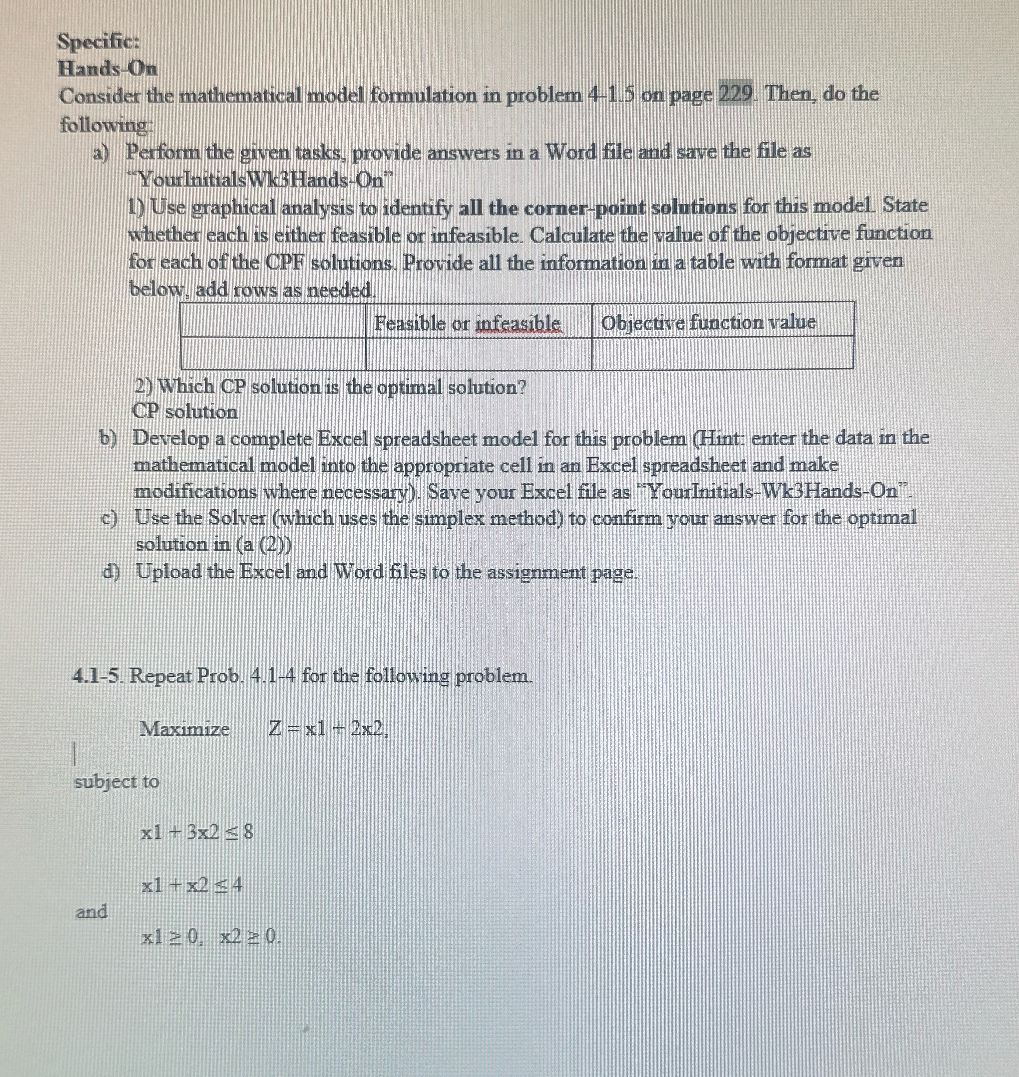 Specific: Hands-On Consider the mathematical