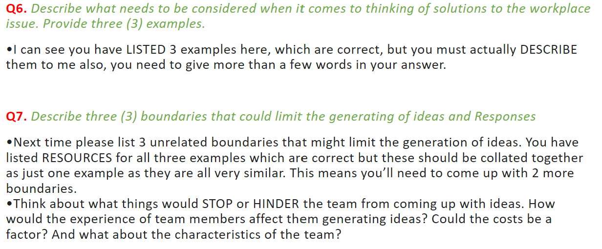 please apply feedback below to question 6 & 7