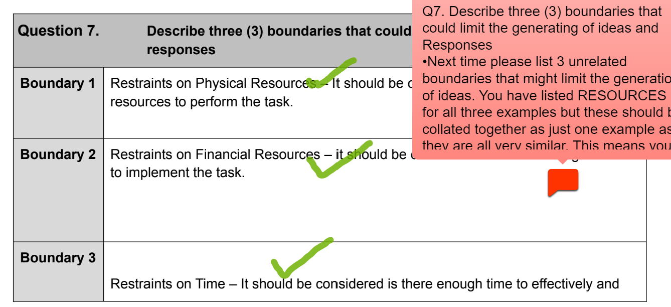 please apply feedback below to question 6 & 7