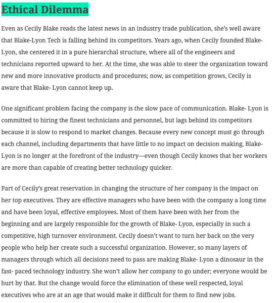 Ethical Dilemma Even as Cecily Blake reads the