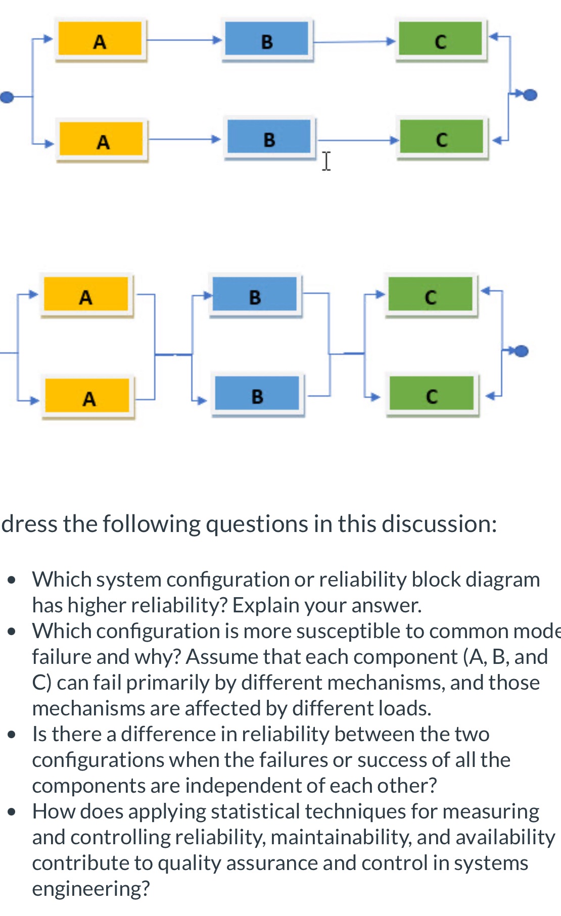 There are three components, A, B, and C, and they