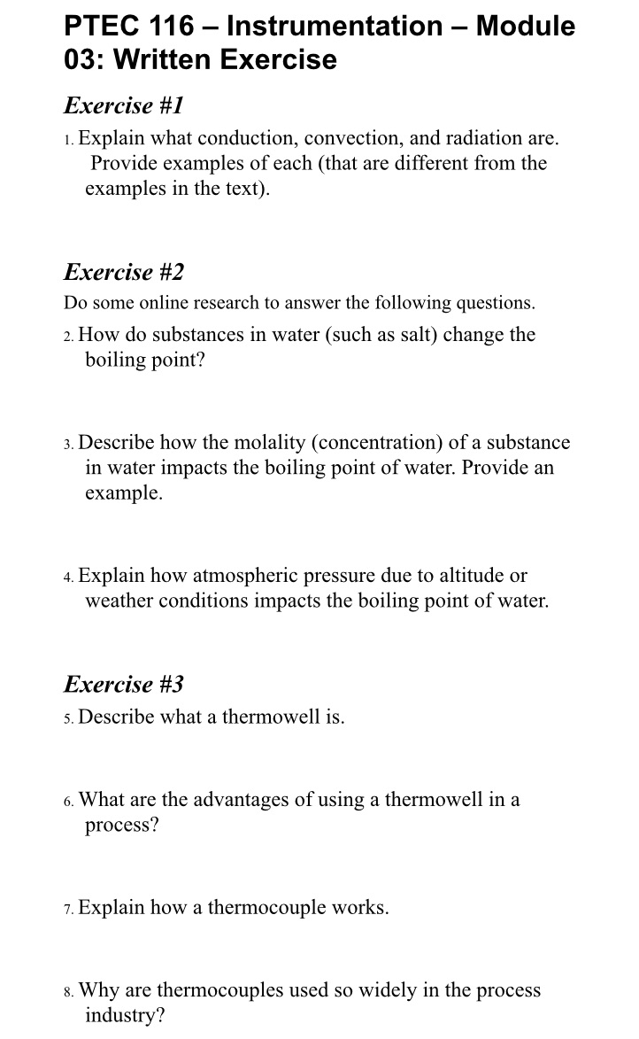 PTEC 116 Instrumentation Module 03: Written