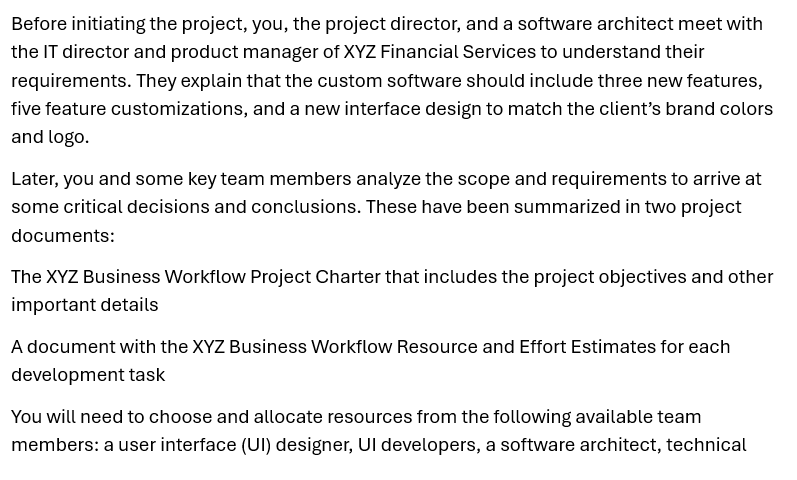Overview One important project planning activity