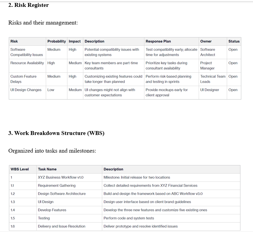 Overview One important project planning activity