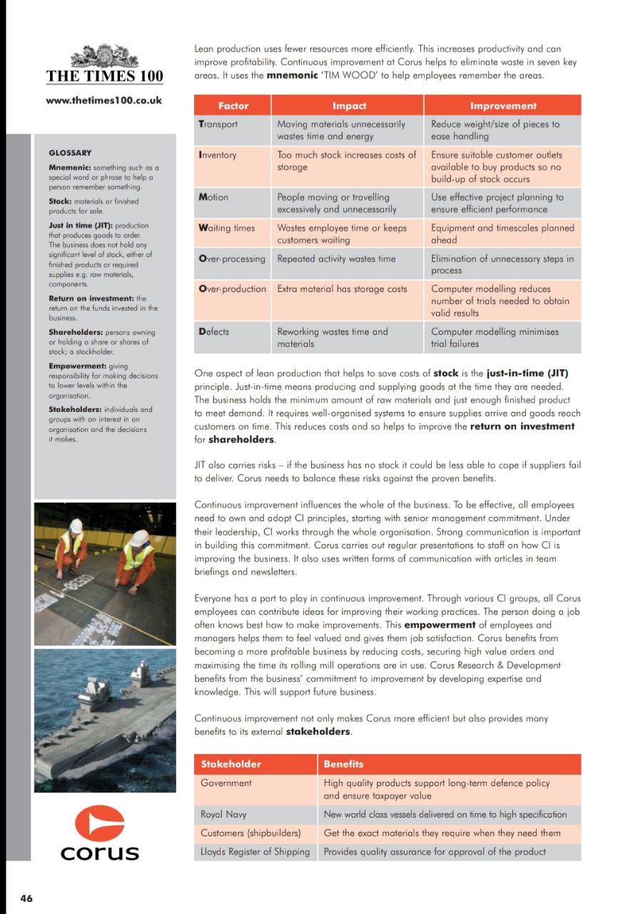 Lean production uses fewer resources more