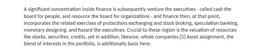 A significant concentration inside finance is