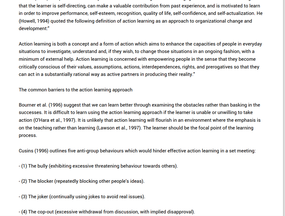 Learning action learning Koo, L C. Journal of