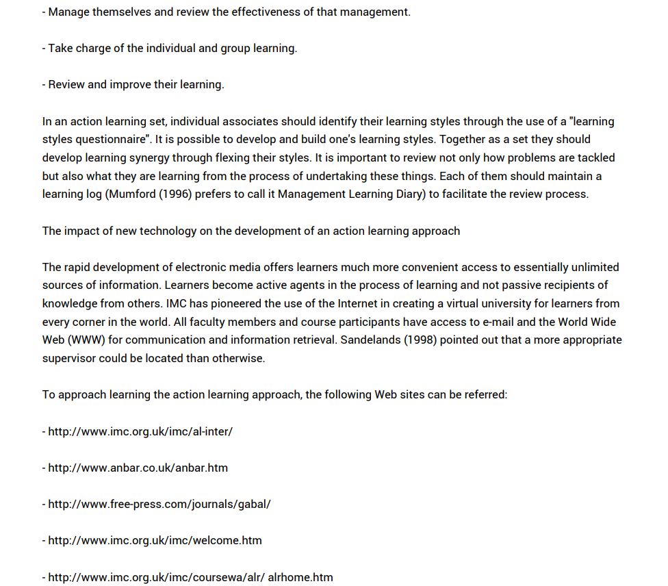 Learning action learning Koo, L C. Journal of