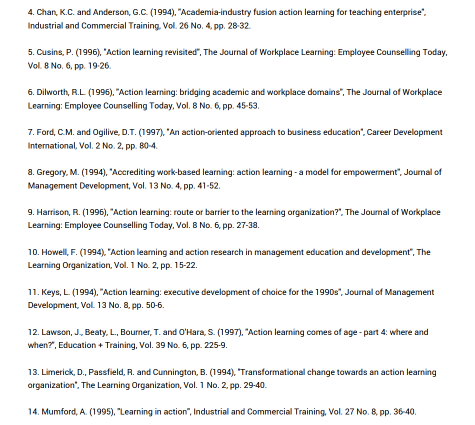 Learning action learning Koo, L C. Journal of
