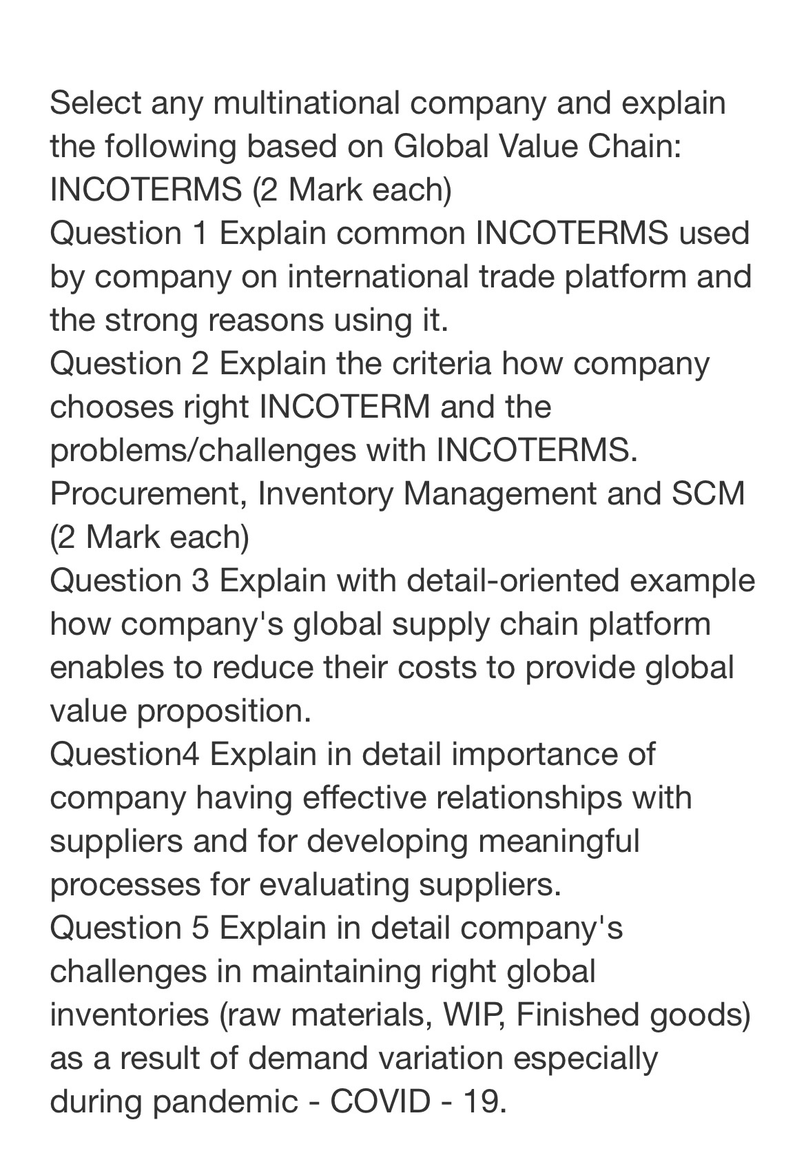 Select any multinational company and explain the