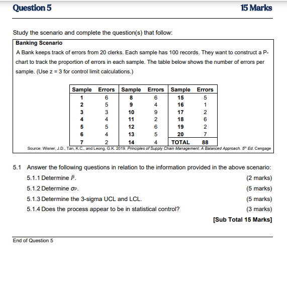 Question 5 15 Marks Study the scenario and
