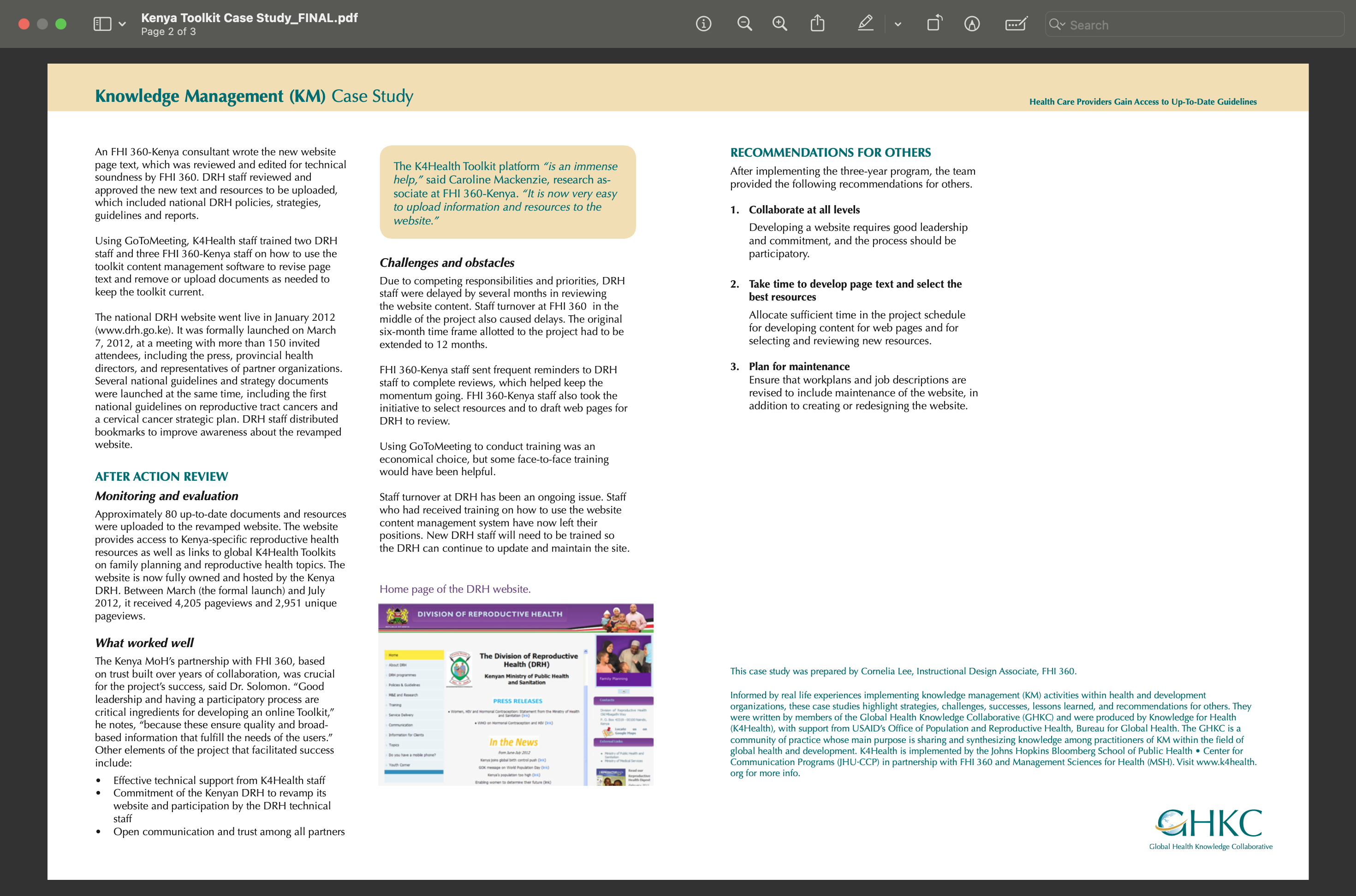 Please read the Kenya Health Professionals Case