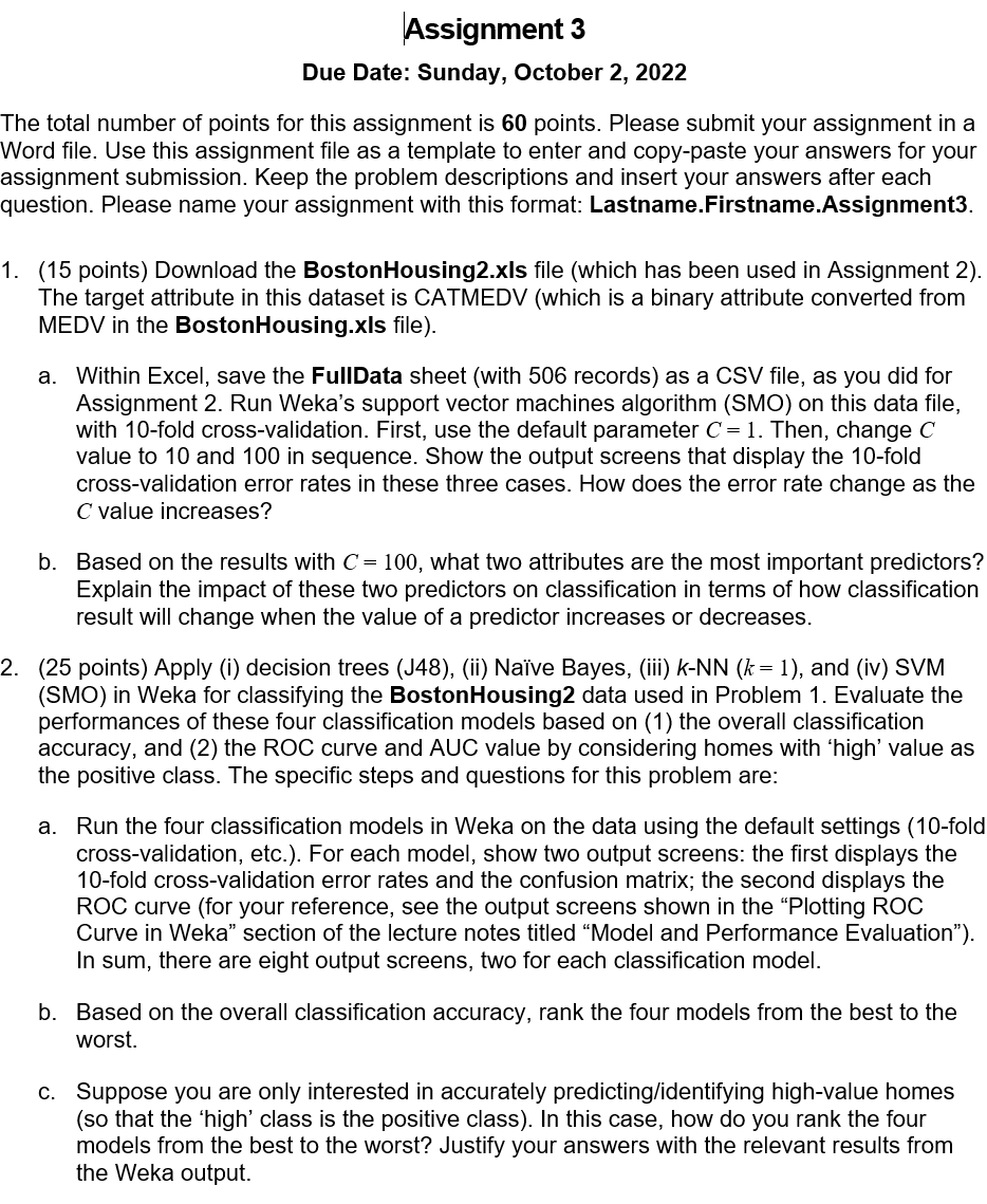 lAssignment 3 Due Date: Sunday, October 2, 2022
