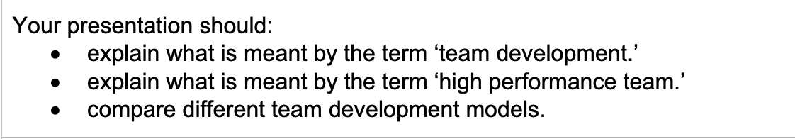 Your presentation should: e explain what is meant